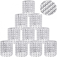 Elegant Napkin Ring Design, Rhinestone Stretch Cuff Bracelets Elastic Band Fit for Bridal Events and Glamorous Gatherings, Silver Sparkling Accents fo