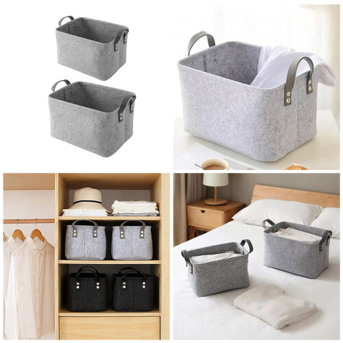 Pack Of 2 Felt Storage Baskets with Handles Multipurpose Dirty 1
