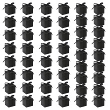 Pack Of 50 Square Treat Boxes 3x3Inch Candy Case For-Black