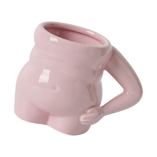 Elegant Ceramic Teas Cup with Double Arm Designs-Peach Powder