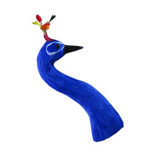 Realistic Feathered Peacocks Head Model Statue Ornament-M Blue