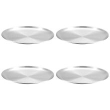 4er-Pack runde Servierteller aus Metall, geeignet-Silber 23cm