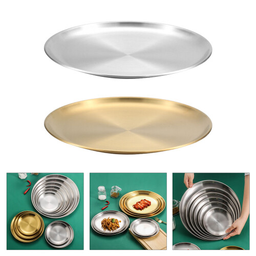 4er-Pack runde Servierteller aus Metall, geeignet-Silber 23cm 1