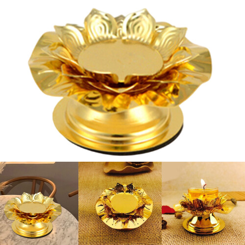 Support de lampe à huile en feuille de fleur artistique, 1