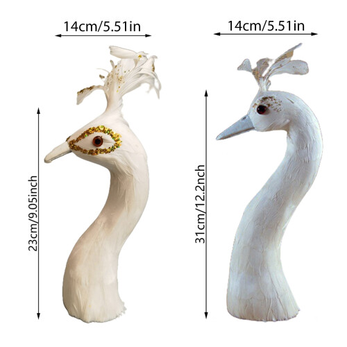 Realistic Feathered Peacocks Statue Ornament Peacocks-S Blue 1