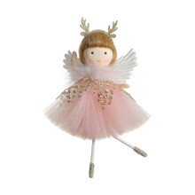 Sequins Tulle Skirt Angelic Antler Girl Hanging Ornament-Pink