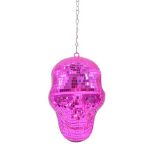 Discos Balls Skull Head Statue Reflective Mirrored-rose red