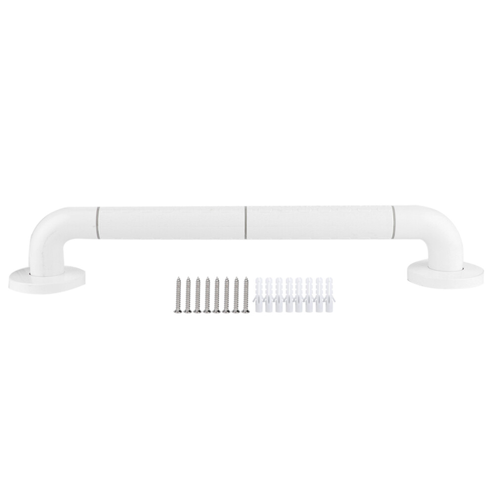 White Rust Resistant Grab Bar With Luminous Rings For Seniors Stainless Steel Bathroom Handrail Non Slip Surface Support Bar 49Cm