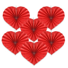 8pcs Love Heart Shaped Paper Fans for Wedding and Anniversary