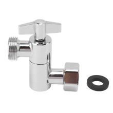 Messing T-adapter for bidet med avstengningsventil forkrommet rustbestandig universal vinkel roterbar skjøt enkel installasjon lekkasjesikker 3-veis