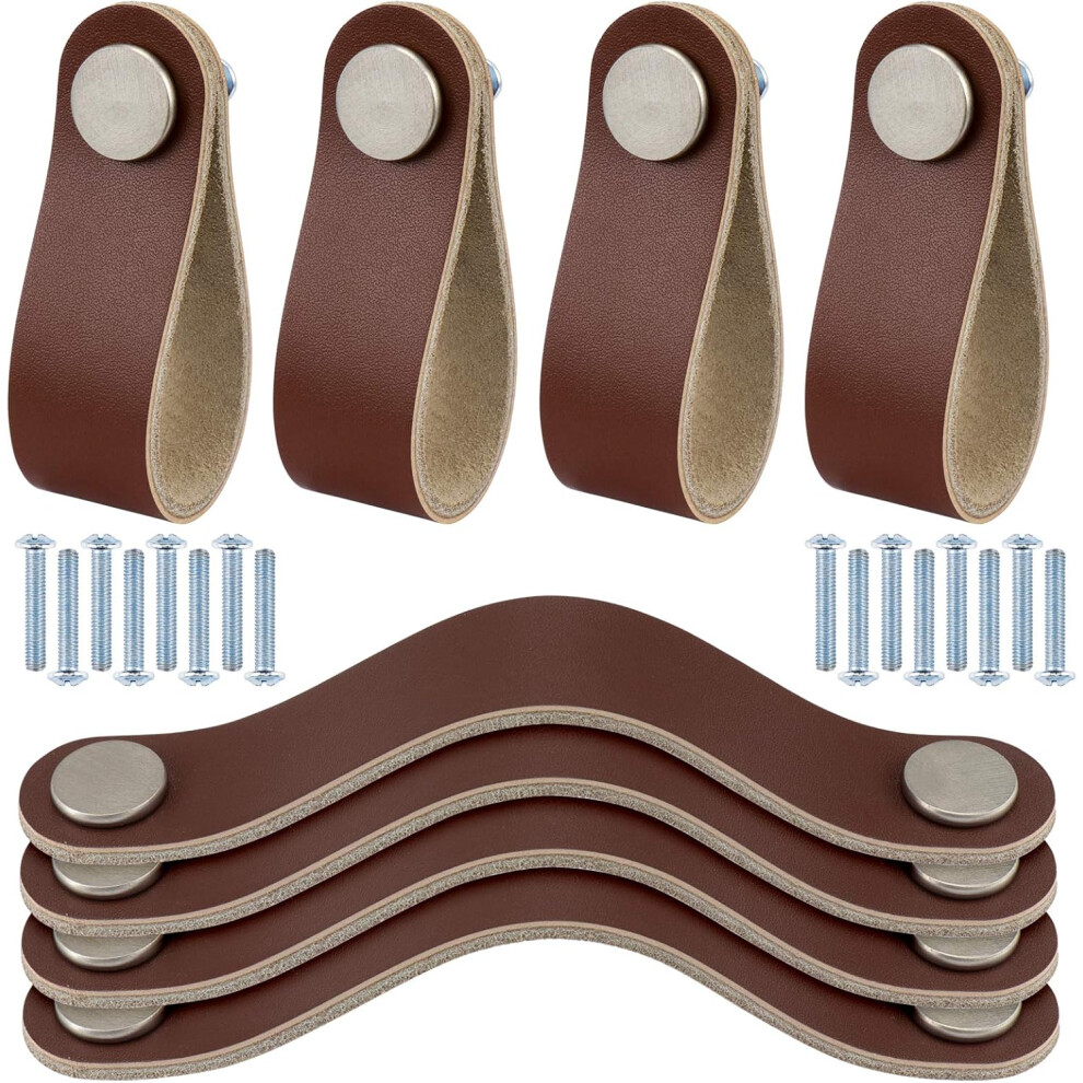 Leather Pulls For Home Decoration, Genuine Leather Drawer Pulls With Comfortable Grip, Ergonomics Design, Durable Cabinet Door Handle Upgrade, Easy In 9454554570136