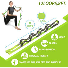 Nicht-elastisches Stretchband für Pilates, tragbares Fitnessband mit 12 unabhängigen Schlaufen, hochwertige Nylonkonstruktion, unterstützt die
