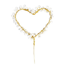 Suporte flutuante para bolo de vários andares, decoração de bolo com pérolas em formato de coração para aniversário de casamento, exiba seu