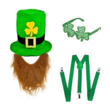 Green Hat and Beard Set for Patrick's Day Enthusiasts-Type C