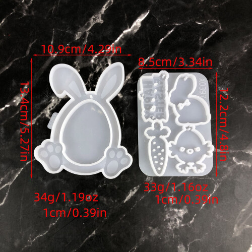 2 Pcs Silicone Mould Easters Rabbits Hanging Mould Eggs Rabbit 2
