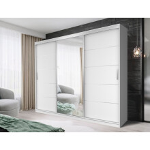 FHIF DALLAS Modern Sliding Door Wardrobe with Mirror (250cm, White)