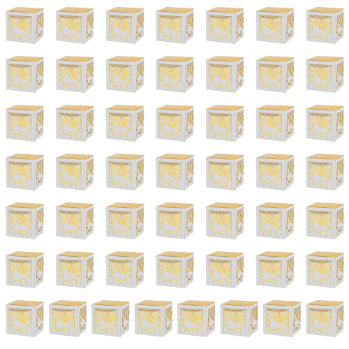 50Pieces Simple Pearls Paper Candy Boxes-reflective silver