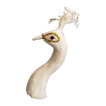 Realistic Feathered Peacocks Figurine for Living Room-S White
