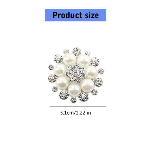 5 Pcs Flower Buttons Artificial Pearls Button Rhinestones 2