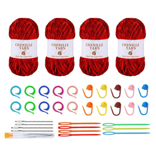 Soft Baby Yarn Hand Knitting Yarn for Beginner-Chenille set 13