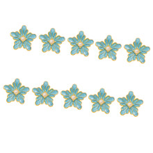 10Pcs Flower Alloy Cufflinks Buttons Metal Clothing-blue1