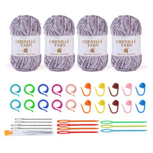 4Pcs Soft Crochet Yarn with Large Eye Knitting-Chenille set 6