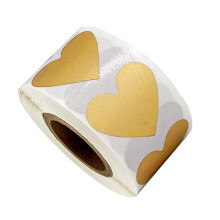300Pcs Heart Scratch Sticker 25mm for Making Raffle Card-Gold