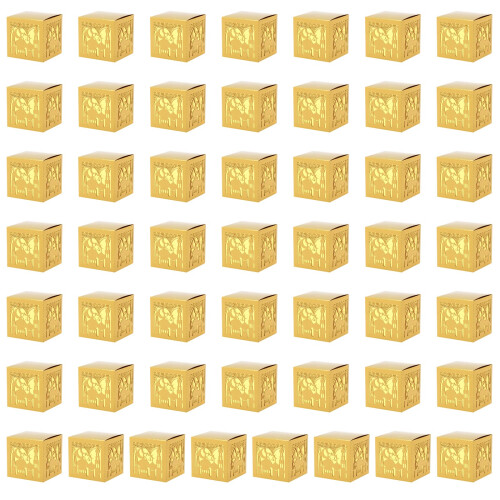50pcs Practical Candy Boxes Storage Holders For Eid-Gold