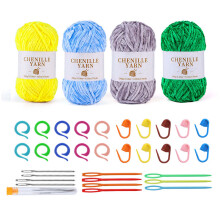 4Pcs Soft Crochet Yarn with Large Eye Knitting-Chenille set 12