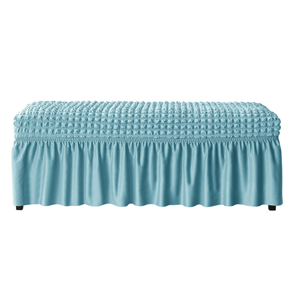 Stretch Fabric Bench Cover With Skirt, Spandex Slipcover For Dining Bench Protector Rectangle Elastic Seat Cover With Elegant Skirt Design, Full Prote 9198585701052