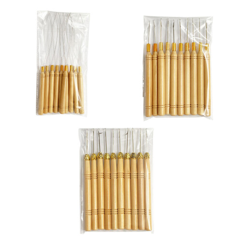 10 Pcs Looped Needle Pulling Hook Tool-Wooden handle cylind 1