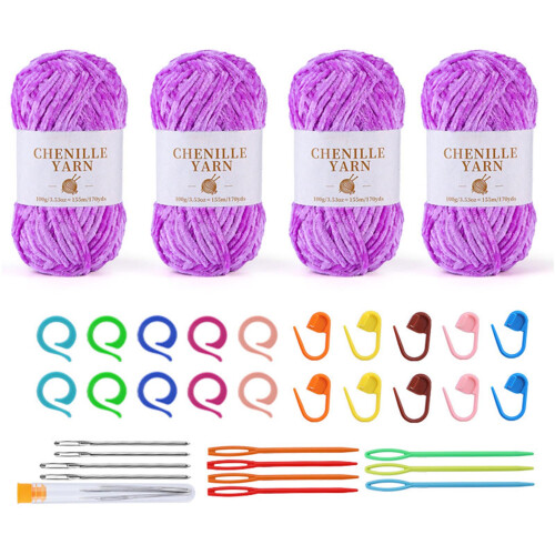 Soft Baby Yarn Set with Large Eye Knitting-Chenille set 3