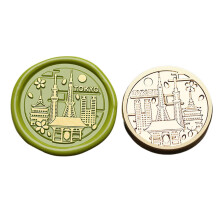 Vintage Seal Stamp Head with City Landmark Building-Tokyo