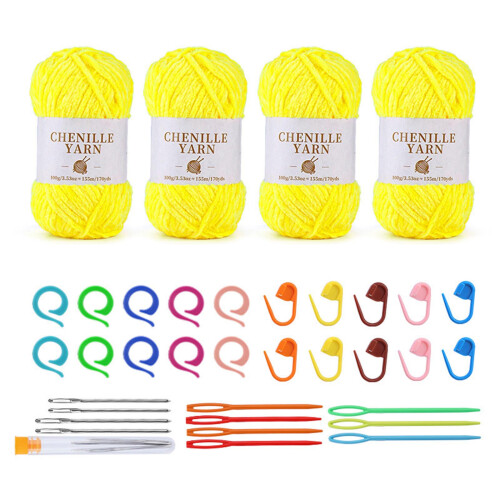 4Pcs Soft Crochet Yarn with Knitting-Chenille set 7