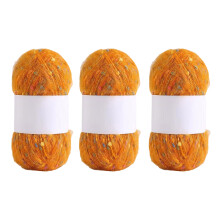 3 Rolls Rainbow Color Dot Mohair Yarn Knitting Yarn Soft-orange