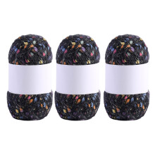 3 Rolls Knitting Yarn Rainbow Color Dot Mohair Yarn-Black