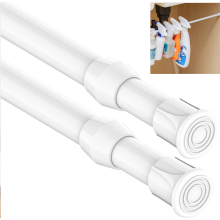Aste per tende regolabili, asta per tende a pressione retrattile per bagno, aste a tensione in acciaio al carbonio per cucina e balcone (bianche)