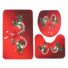 Quick Drying Kitchen Floor Mat, Elegant Design Foldable Non Slip Rug for Office Hallway Laundry Room (Red, 3Pcs Set)