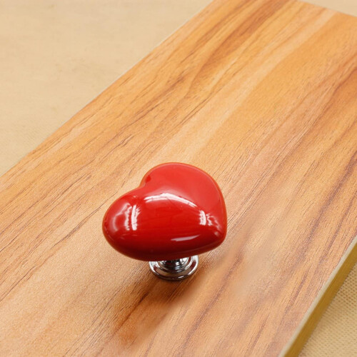 Decorative Cabinet Knobs with Heart Shaped Design, Ceramic Cabinet Knobs Glossy Surface Smooth Plastic Drawer Pulls for Dresser Wardrobe Kids Room, Su 2
