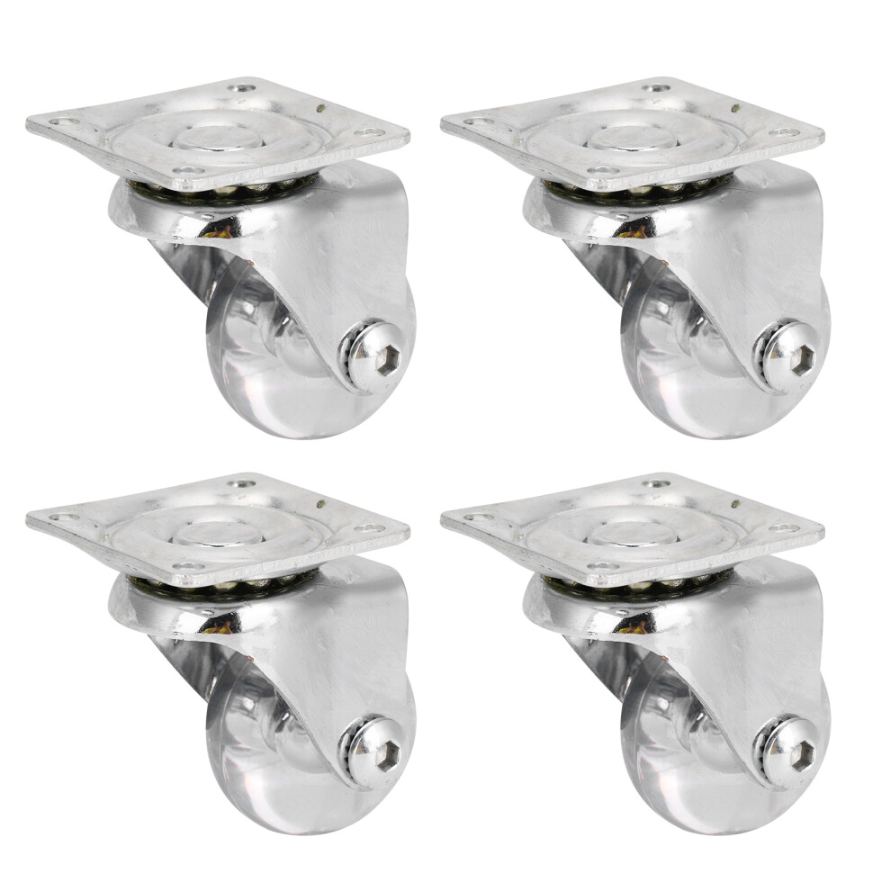 Crystal Clear Caster Wheels, Universal Swivel Casters With Polyurethane Furniture Casters, Heavy Duty 360 Degree Rotation For Cabinets Bookshelves Cri 9454554579191