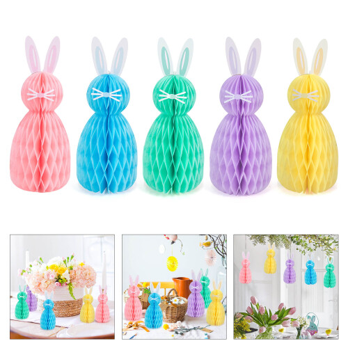 Rabbit Honeycomb Hanging Decorations Set of 6 for Easters-Blue 2