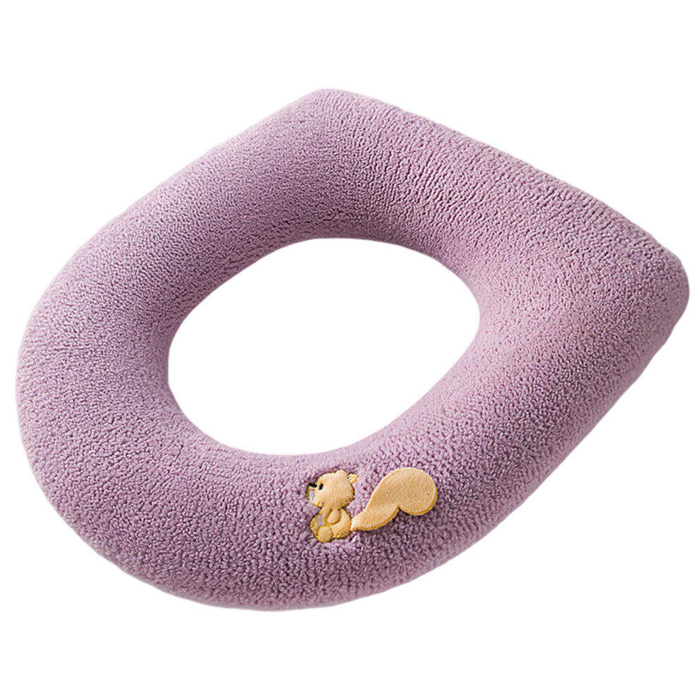 Thickened Toilet Seat Cover, Stretchable Washable Fiber Cloth Soft And Warm Protector For Round Elongated Toilets, Easy Installation Comfortable Toile 9135470010073