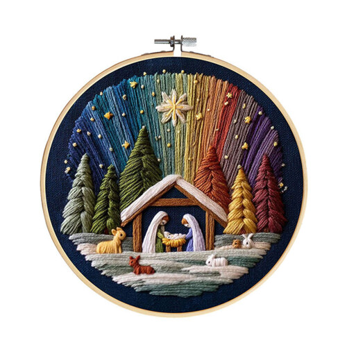 Pre Printing Embroidery Set NonToxic Thread Easy homes-DZ0406