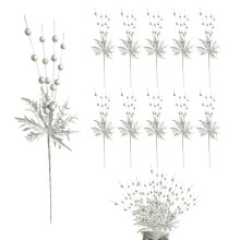 Enchanted Glitter Berry Stems, Silver Artificial Christmas Picks for Creative DIY Wreath Designs, Elevate Your Christmas Tree Ornaments, Sparkle Up Yo