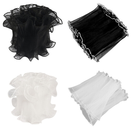 6pcs Flower Wrapping Mesh Yarn with Pearl Edges Gift-Black 1