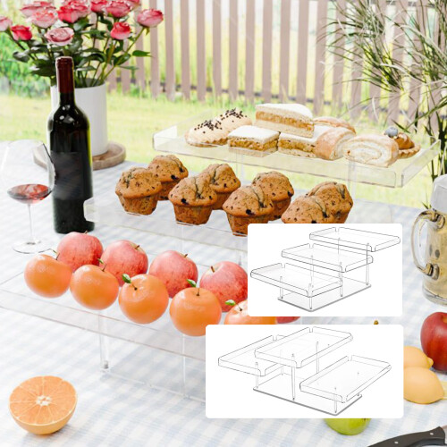 Sturdy 3 Layer Acrylic Display Tower For Cakes Cupcakes Clear-1 2