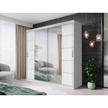 (150CM, WHITE) FH DALLAS Modern Sliding Door Wardrobe with Mirror