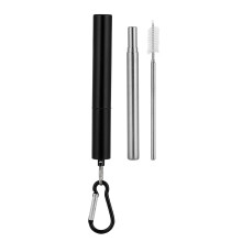 Reusable Straw Sets Eco-Friendly, Portable Stainless Steel Straws with Telescopic Brush and Keychain Case, Adjustable Drinking Straws for Picnic and D