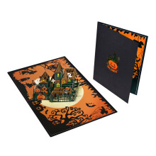 Kreative 3D-Halloween-Schlösser-Karte.-2 Sätze