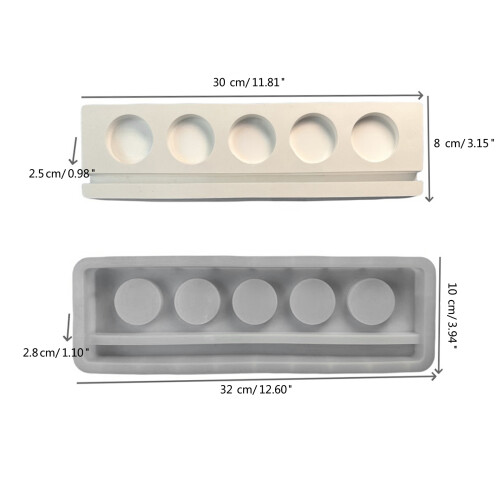 Long Candle Holder Molds, Five Hole Tealight Holder Molds Base 2